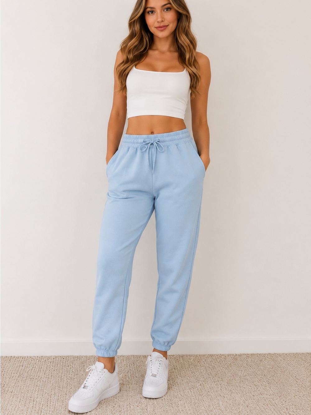 Velocity Brushed Terry Recline Jogger Sweatpants Light Blue Size M NWT